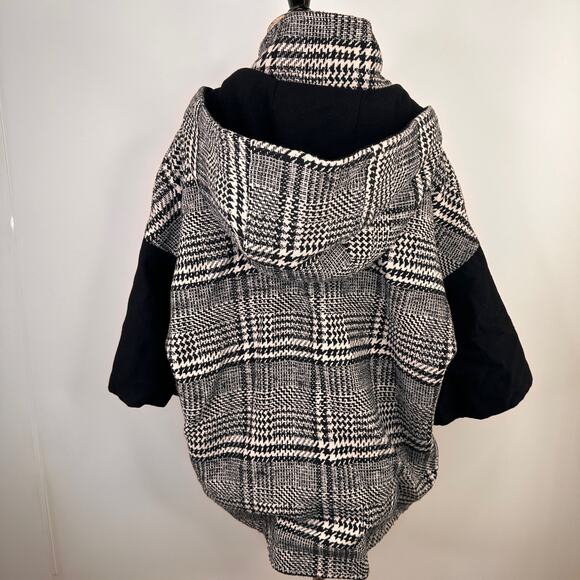 Fate Black & White Houndstooth Zip Up Hooded Jacket Size One Size - Picture 6 of 10